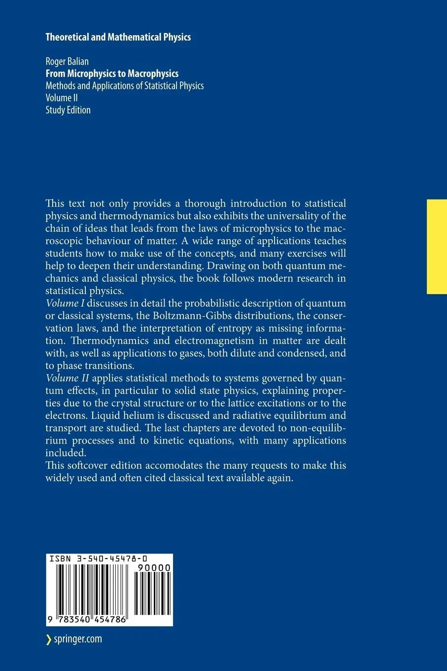 Rückseite: 9783540454786 | From Microphysics to Macrophysics | Roger Balian | Taschenbuch | xx