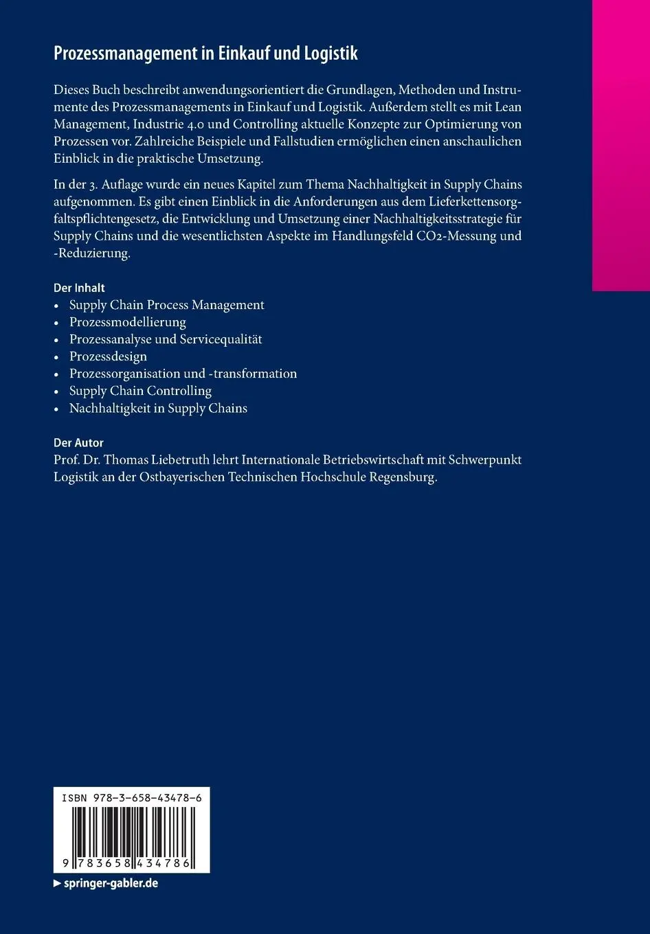 Rückseite: 9783658434786 | Prozessmanagement in Einkauf und Logistik | Thomas Liebetruth | Buch