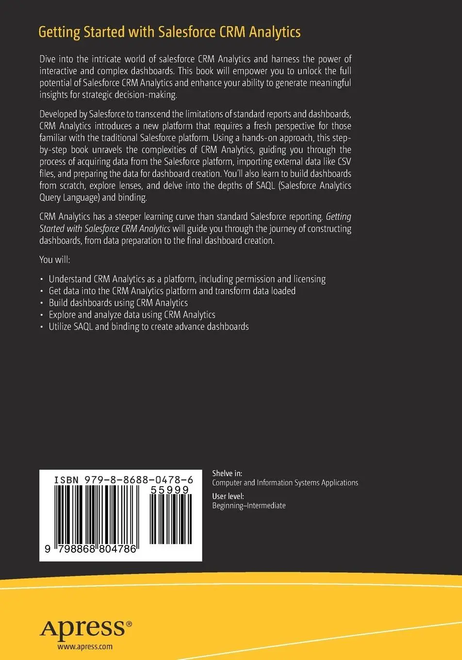 Rückseite: 9798868804786 | Getting Started with Salesforce CRM Analytics | Johan Yu | Taschenbuch