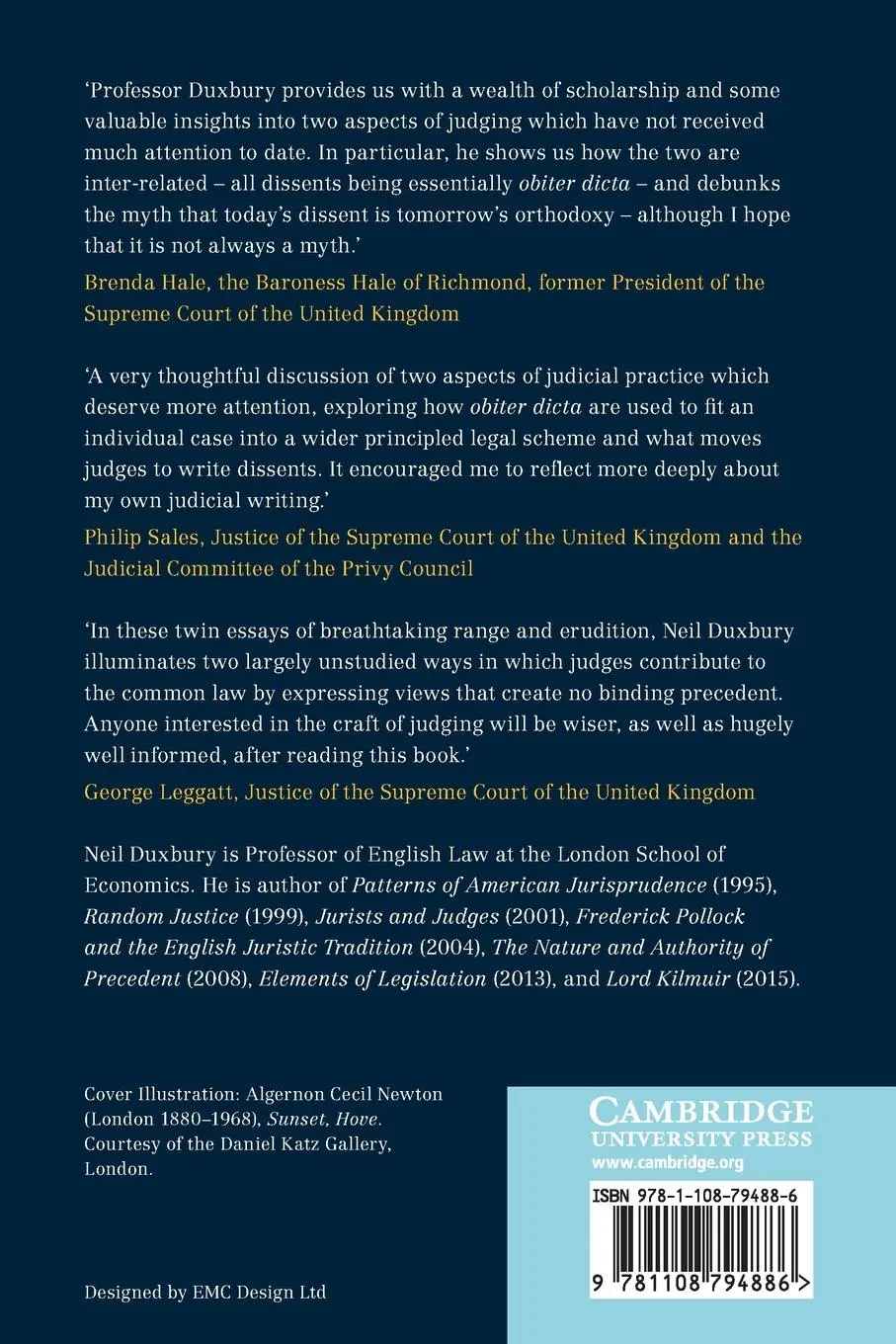 Rückseite: 9781108794886 | The Intricacies of Dicta and Dissent | Neil Duxbury | Taschenbuch