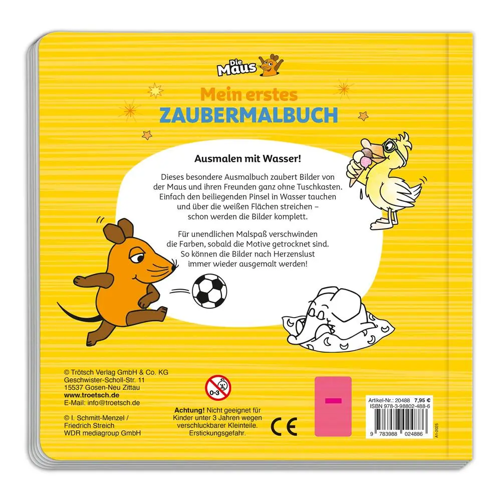 Bild: 9783988024886 | Trötsch Die Maus Malbuch mit Pinsel Mein erstes Zaubermalbuch | KG