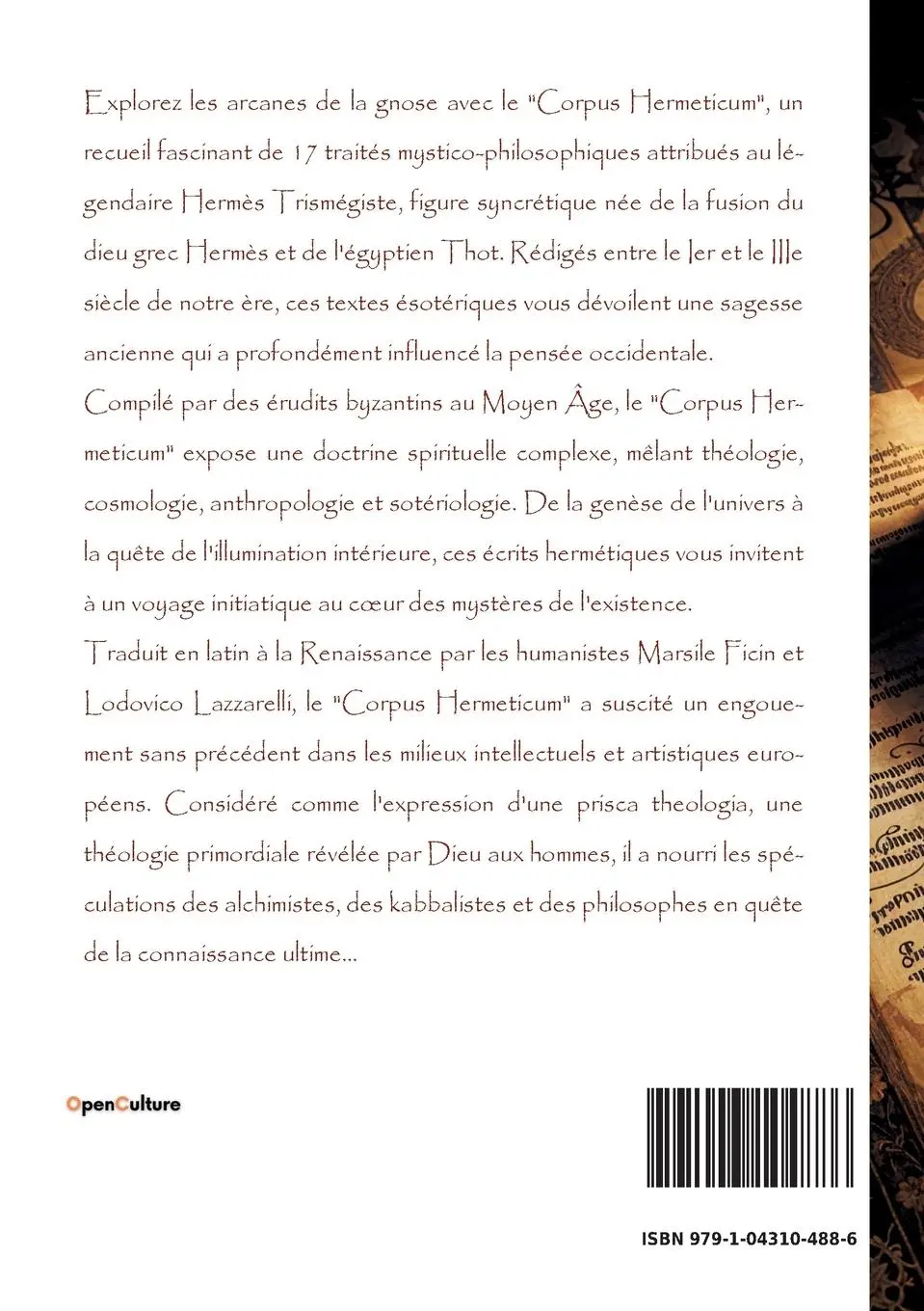 Rückseite: 9791043104886 | Corpus Hermeticum | Hermès Trismégiste | Taschenbuch | Paperback