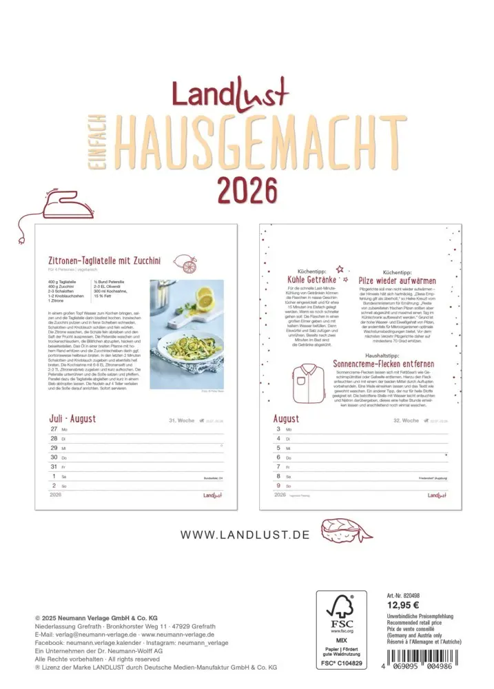 Bild: 4069095004986 | Landlust - Einfach hausgemacht 2026 - Bild-Wandkalender 17×23 cm...