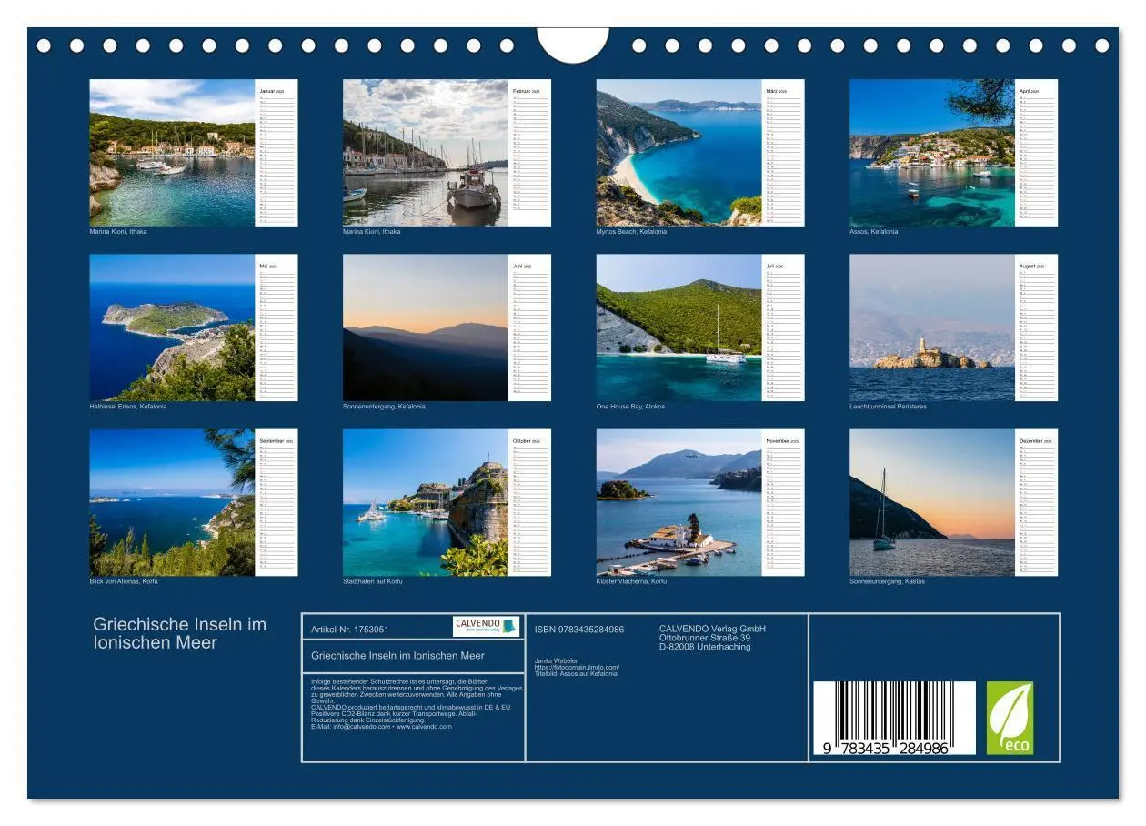 Bild: 9783435284986 | Griechische Inseln im Ionischen Meer (Wandkalender 2025 DIN A4...