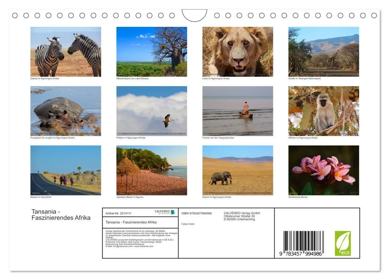 Bild: 9783457994986 | Tansania - Faszinierendes Afrika (Wandkalender 2026 DIN A4 quer),...