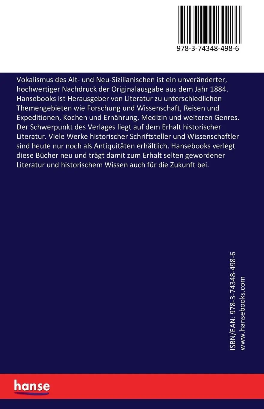 Rückseite: 9783743484986 | Vokalismus des Alt- und Neu-Sizilianischen | Matthias Hüllen | Buch