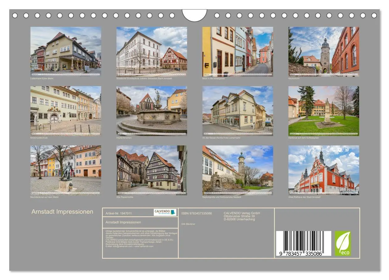 Bild: 9783457335086 | Arnstadt Impressionen (Wandkalender 2026 DIN A4 quer), CALVENDO...