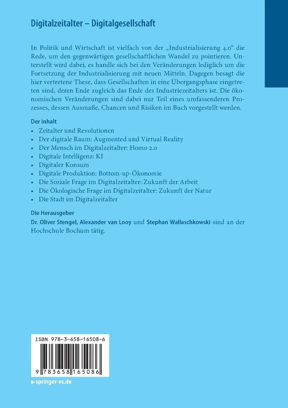 Rückseite: 9783658165086 | Digitalzeitalter - Digitalgesellschaft | Oliver Stengel (u. a.) | Buch