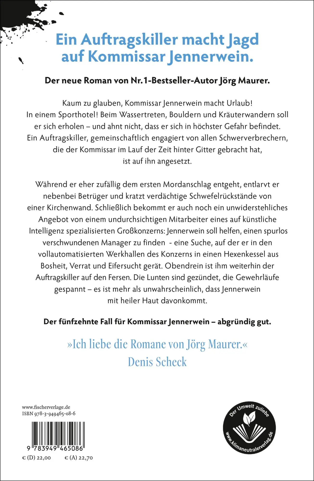 Rückseite: 9783949465086 | Kommissar Jennerwein darf nicht sterben | Roman Packend und humorvoll