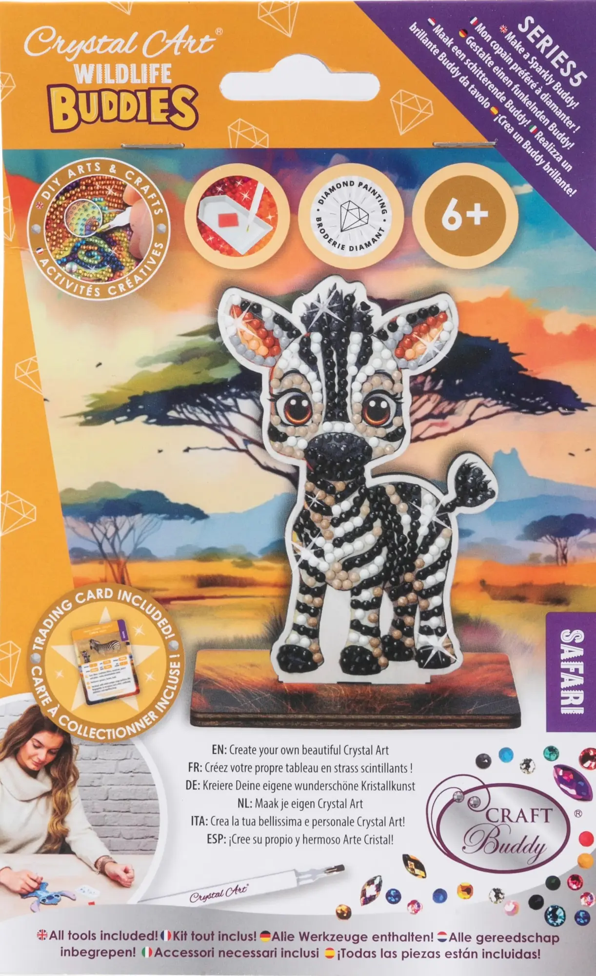 Cover: 5056588615186 | Craft Buddy CAFGR-31GEN041 - Crystal Art Wildlife Buddies, Safari,...