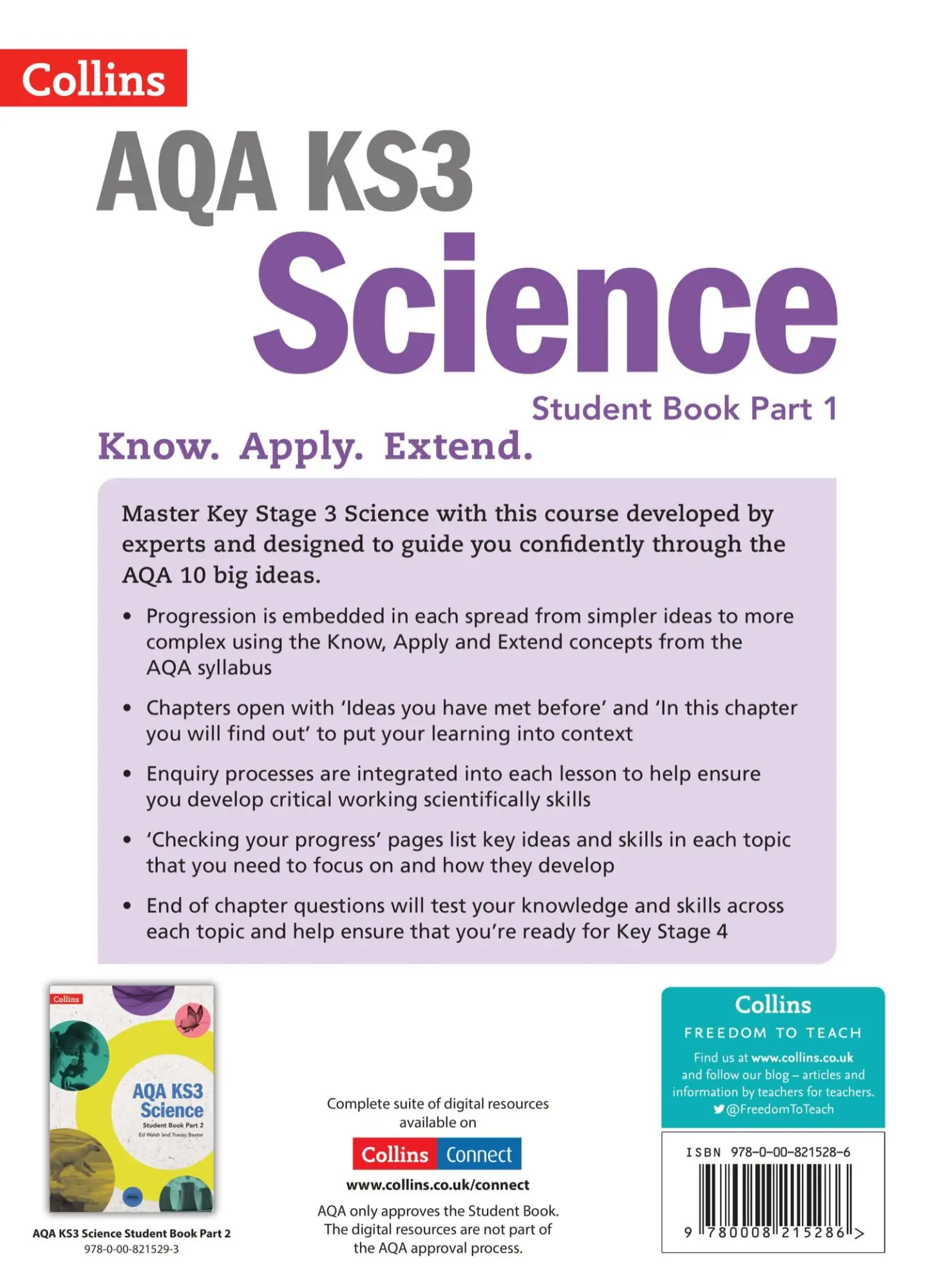 Rückseite: 9780008215286 | Aqa Ks3 Science - Aqa Ks3 Science Student Book Part 1 | Collins | Buch