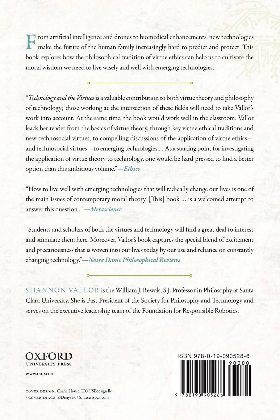 Rückseite: 9780190905286 | Technology and the Virtues | Shannon Vallor | Taschenbuch | Englisch