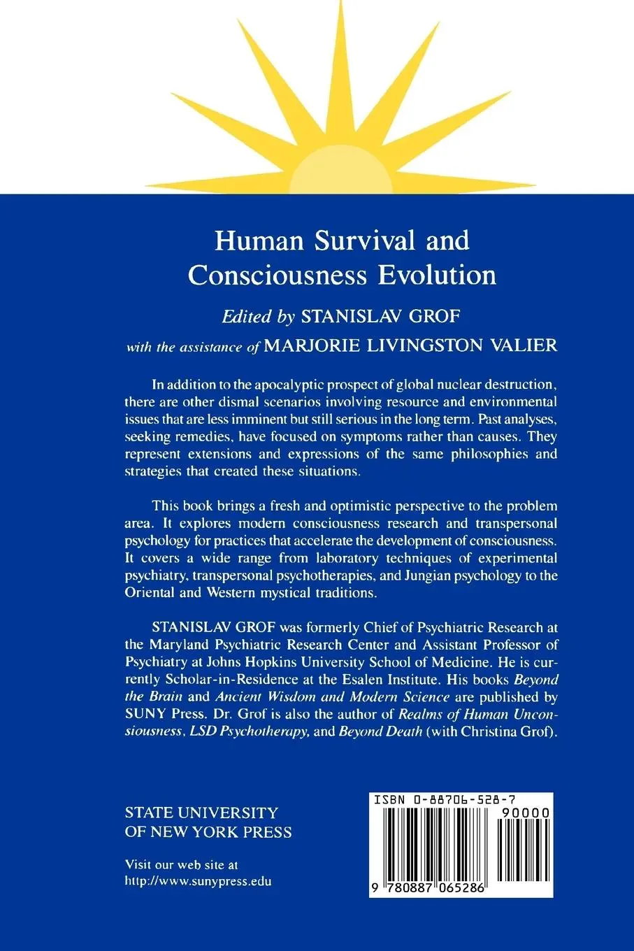 Rückseite: 9780887065286 | Human Survival and Consciousness Evolution | Stanislav Grof | Buch