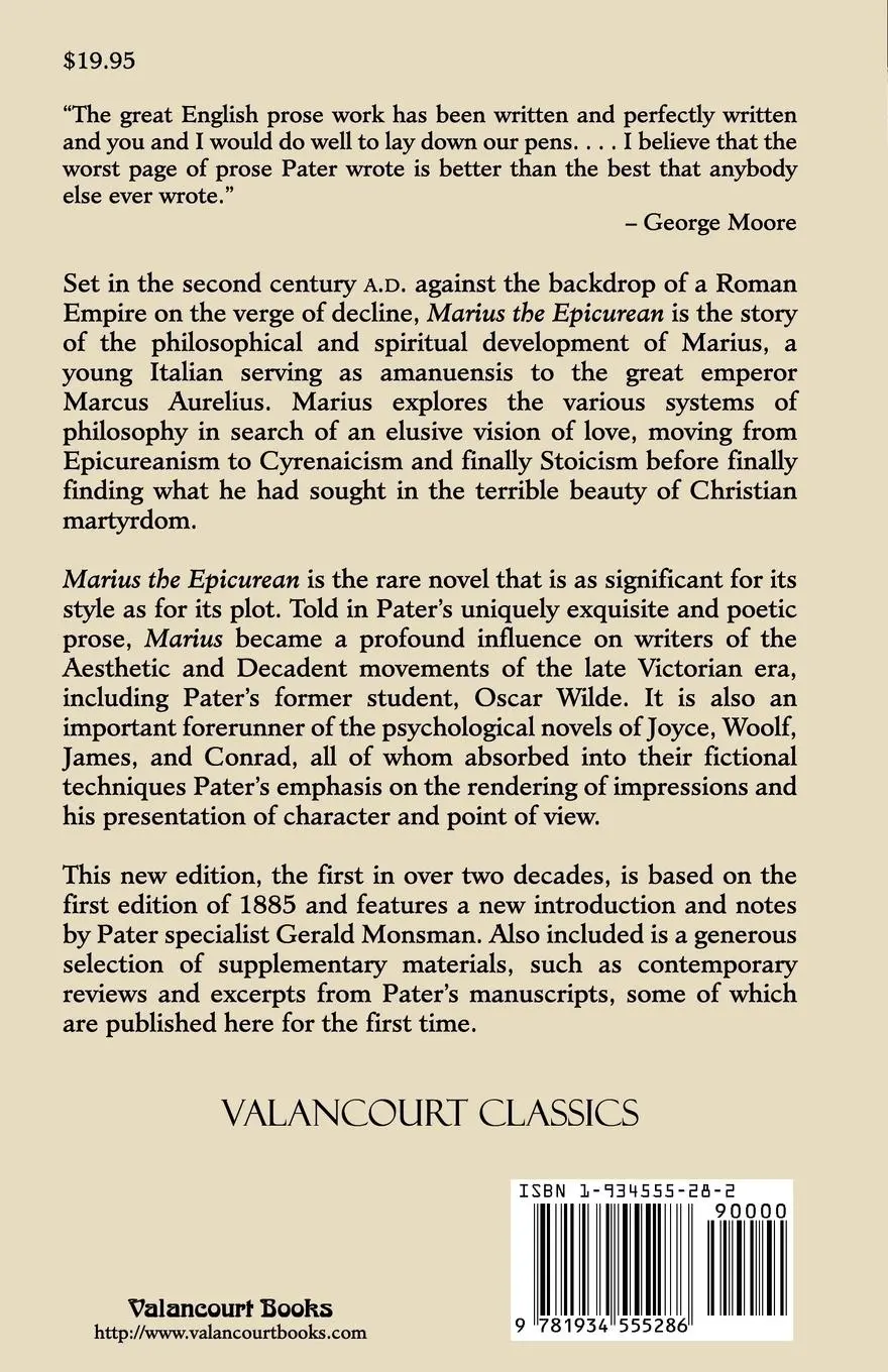 Rückseite: 9781934555286 | Marius the Epicurean | His Sensations and Ideas | Walter Pater | Buch