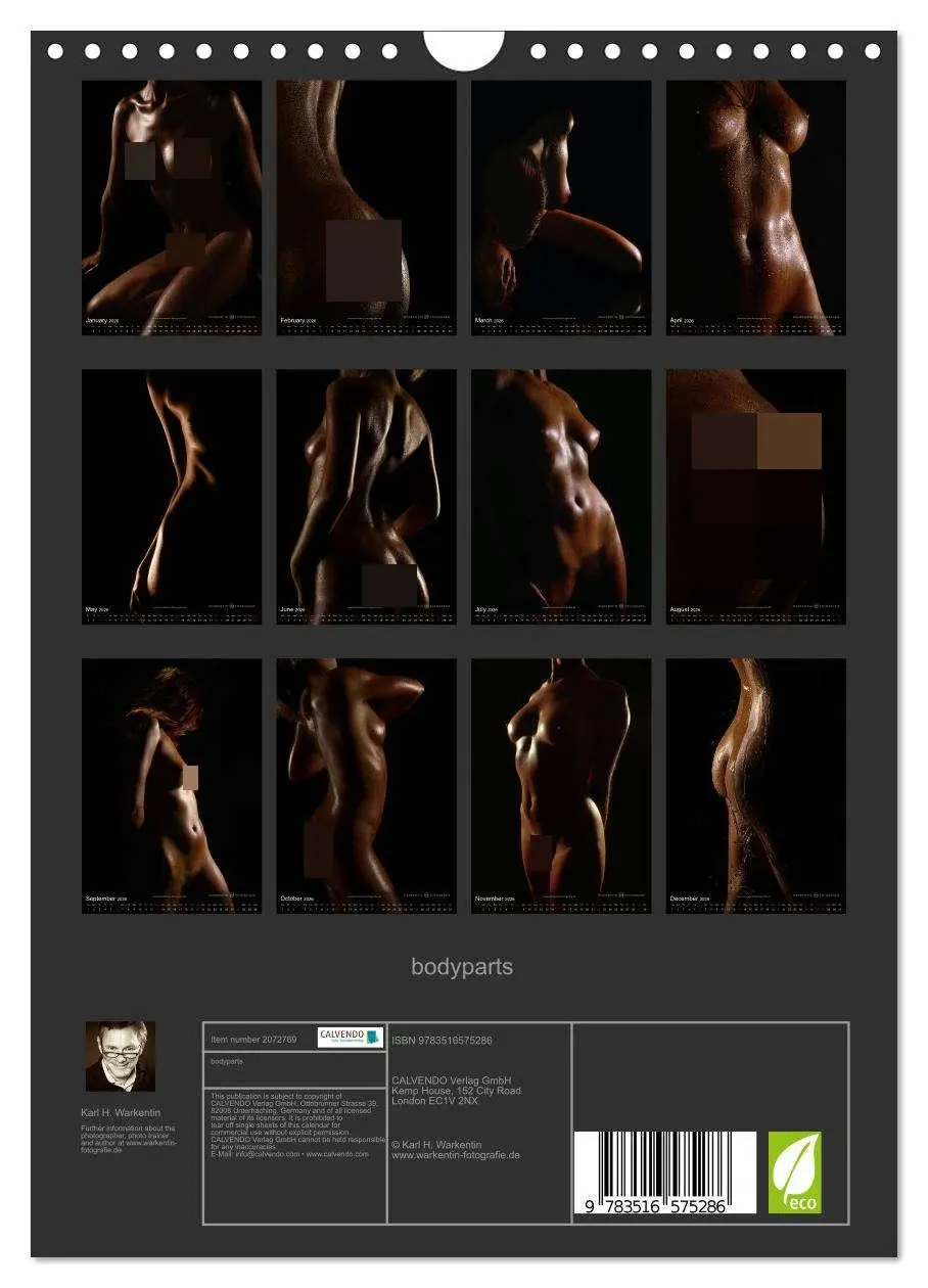 Bild: 9783516575286 | bodyparts (Wall Calendar 2026 DIN A4 portrait), CALVENDO 12 Month...