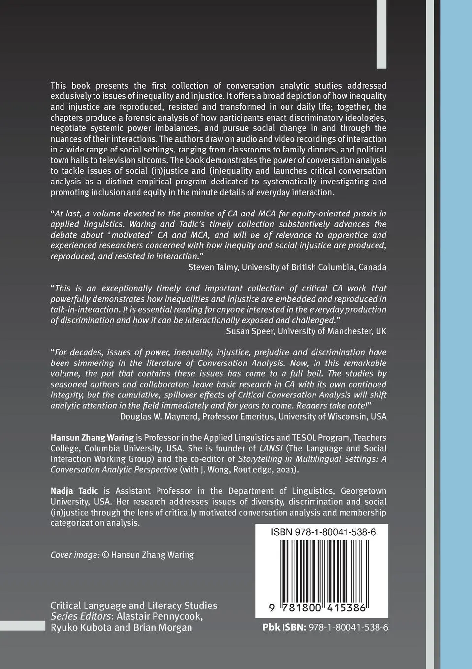 Rückseite: 9781800415386 | Critical Conversation Analysis | Hansun Zhang Waring (u. a.) | Buch