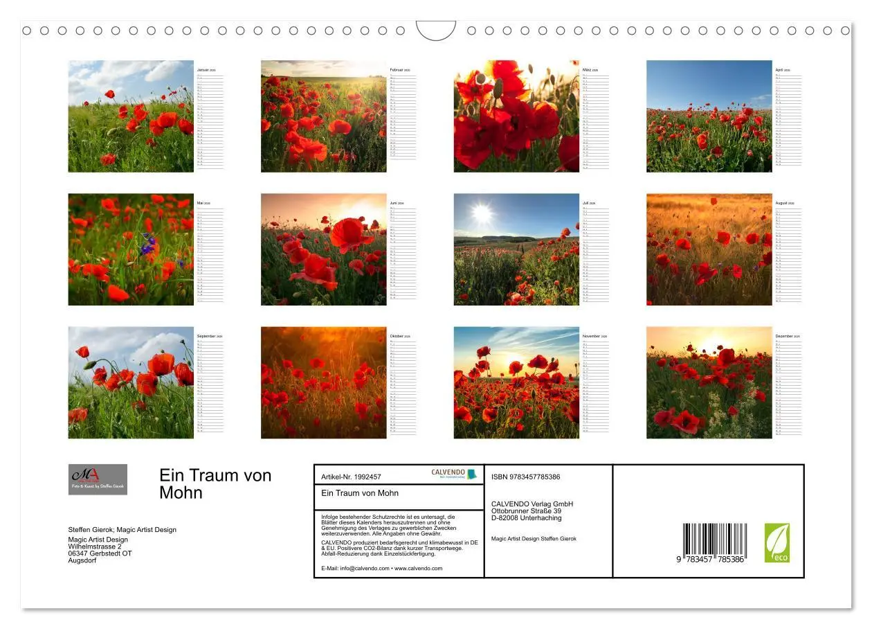Bild: 9783457785386 | Ein Traum von Mohn (Wandkalender 2026 DIN A3 quer), CALVENDO...