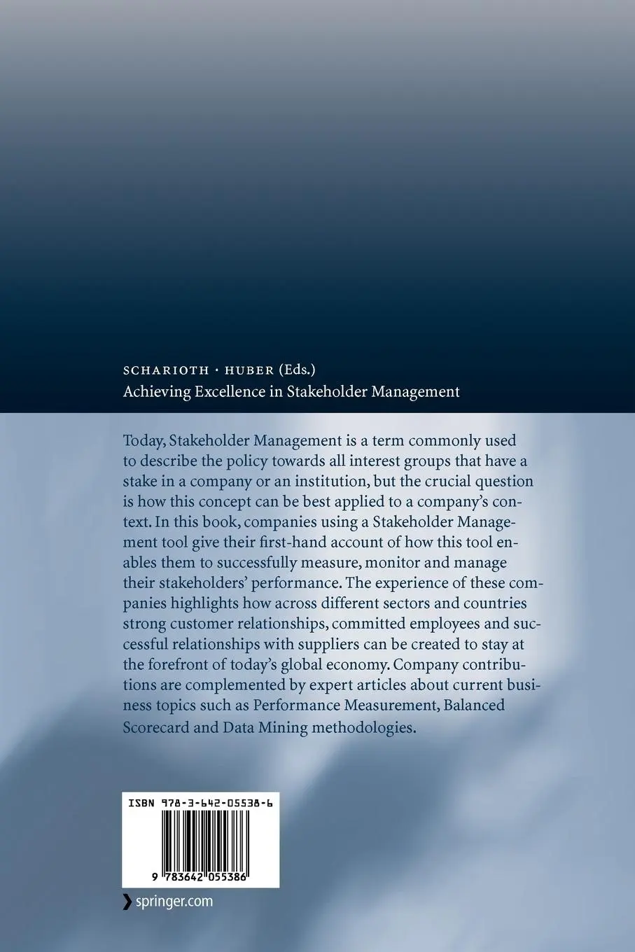 Rückseite: 9783642055386 | Achieving Excellence in Stakeholder Management | Margit Huber (u. a.)