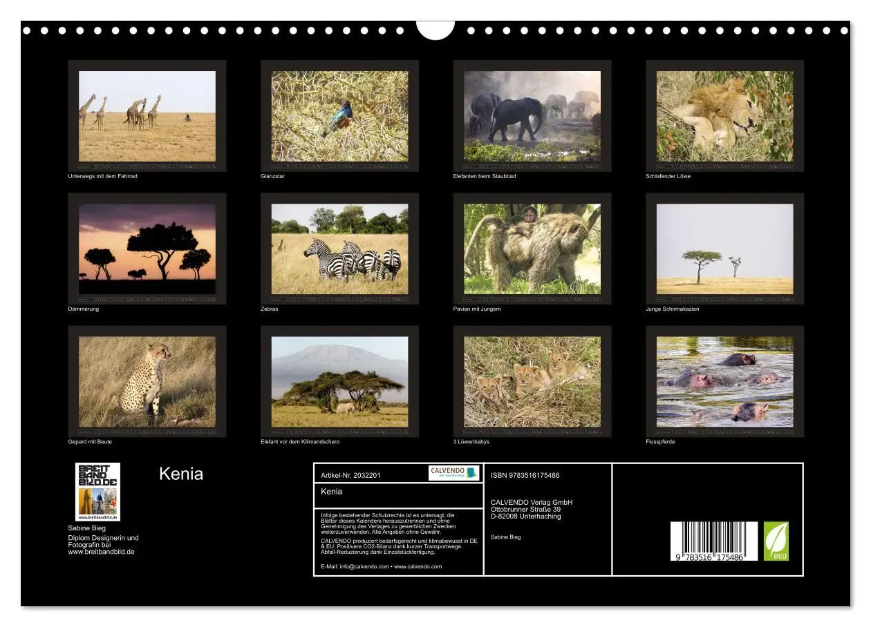 Bild: 9783516175486 | Kenia (Wandkalender 2026 DIN A3 quer), CALVENDO Monatskalender | 2026
