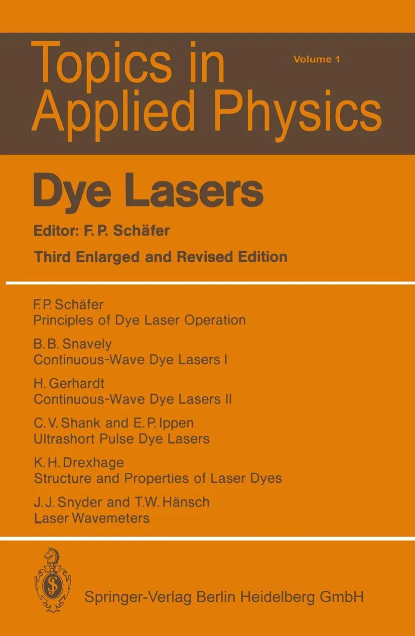 Cover: 9783540515586 | Dye Lasers | Fritz P. Schäfer | Taschenbuch | xi | Englisch | 1990