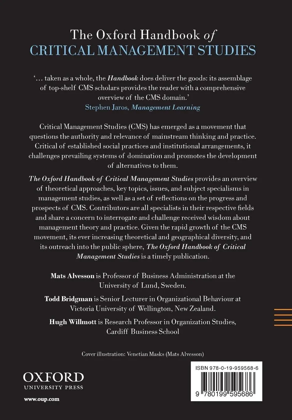 Rückseite: 9780199595686 | The Oxford Handbook of Critical Management Studies | Alvesson (u. a.)