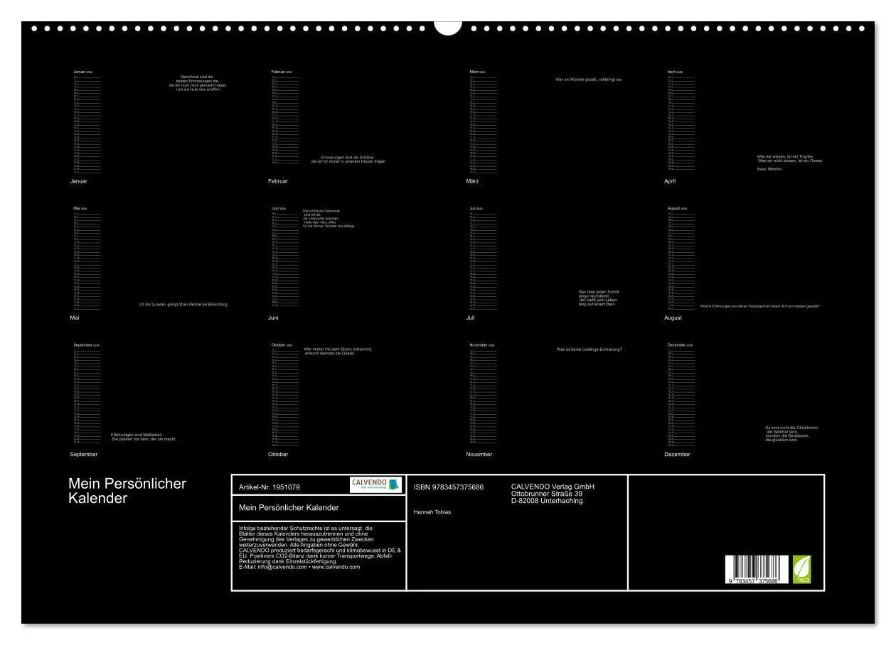 Bild: 9783457375686 | Mein Persönlicher Kalender (Wandkalender 2026 DIN A2 quer),...