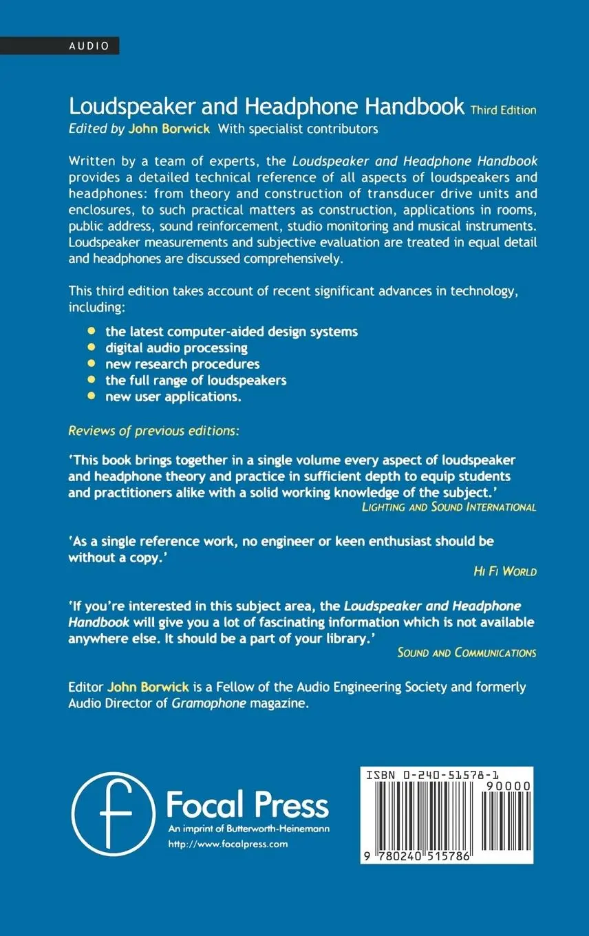 Rückseite: 9780240515786 | Loudspeaker and Headphone Handbook | John Borwick | Buch | Englisch