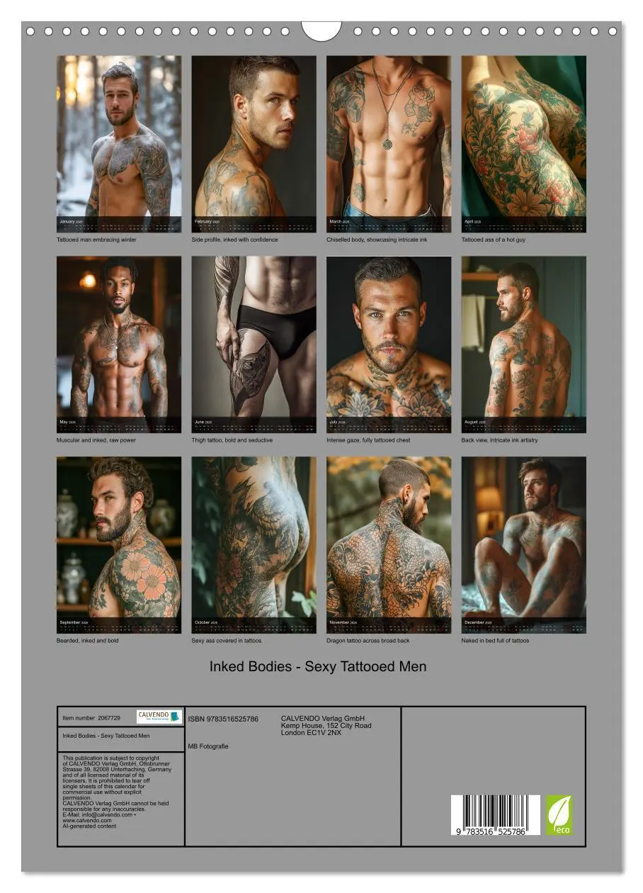 Bild: 9783516525786 | Inked Bodies - Sexy Tattooed Men (Wall Calendar 2026 DIN A3...