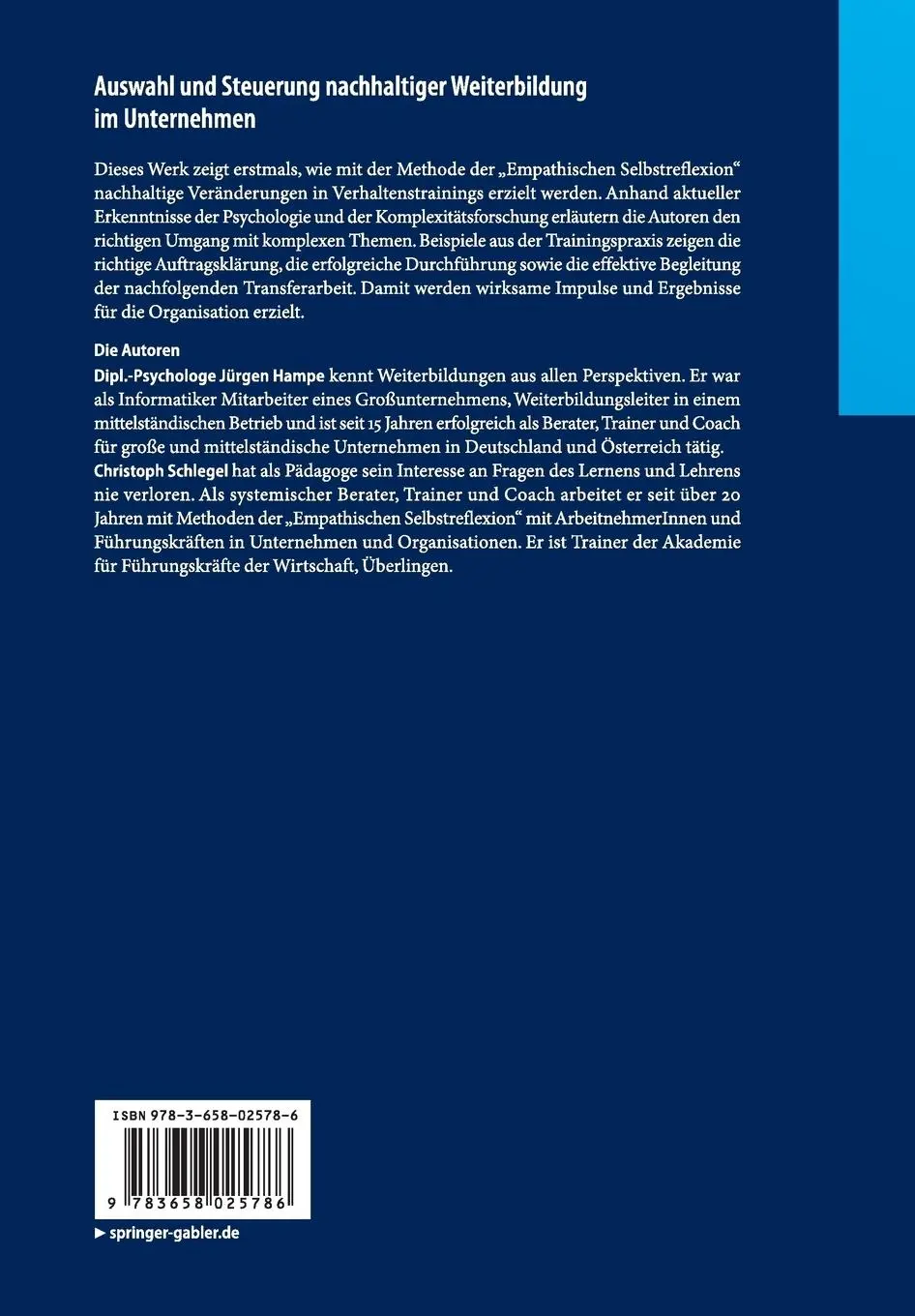 Rückseite: 9783658025786 | Auswahl und Steuerung nachhaltiger Weiterbildung im Unternehmen | Buch