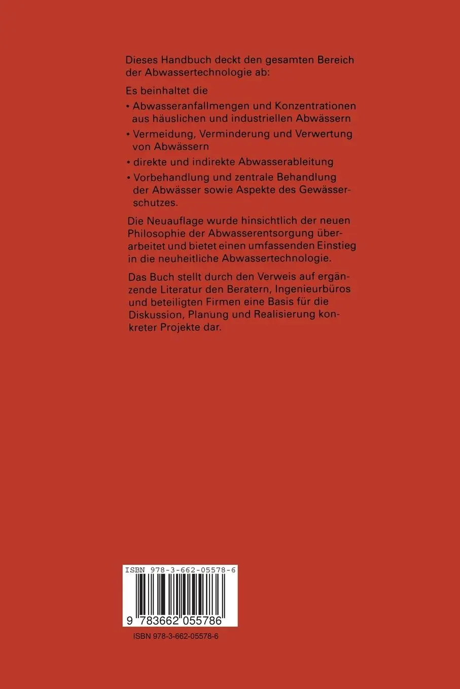 Rückseite: 9783662055786 | Abwassertechnologie | K. Pöppinghaus (u. a.) | Taschenbuch | xx | 2013