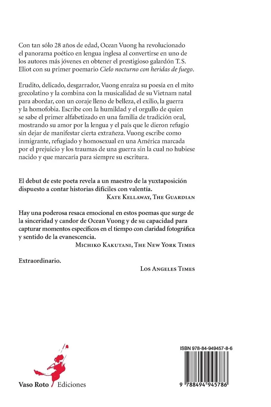 Rückseite: 9788494945786 | Cielo nocturno con heridas de fuego | Ocean Vuong | Taschenbuch | 2019