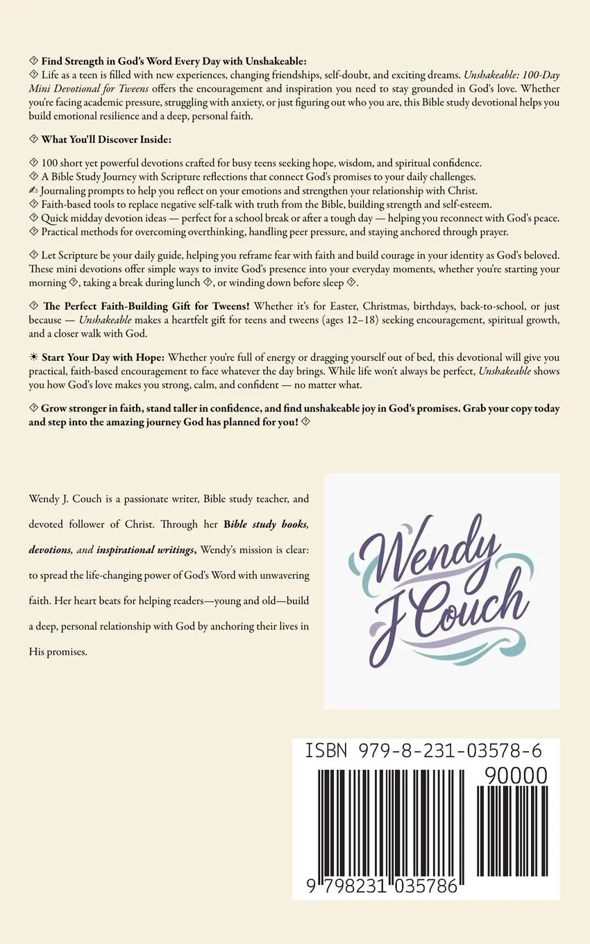 Rückseite: 9798231035786 | Unshakeable 100-Day Mini Devotions for Tweens | Wendy J Couch | Buch