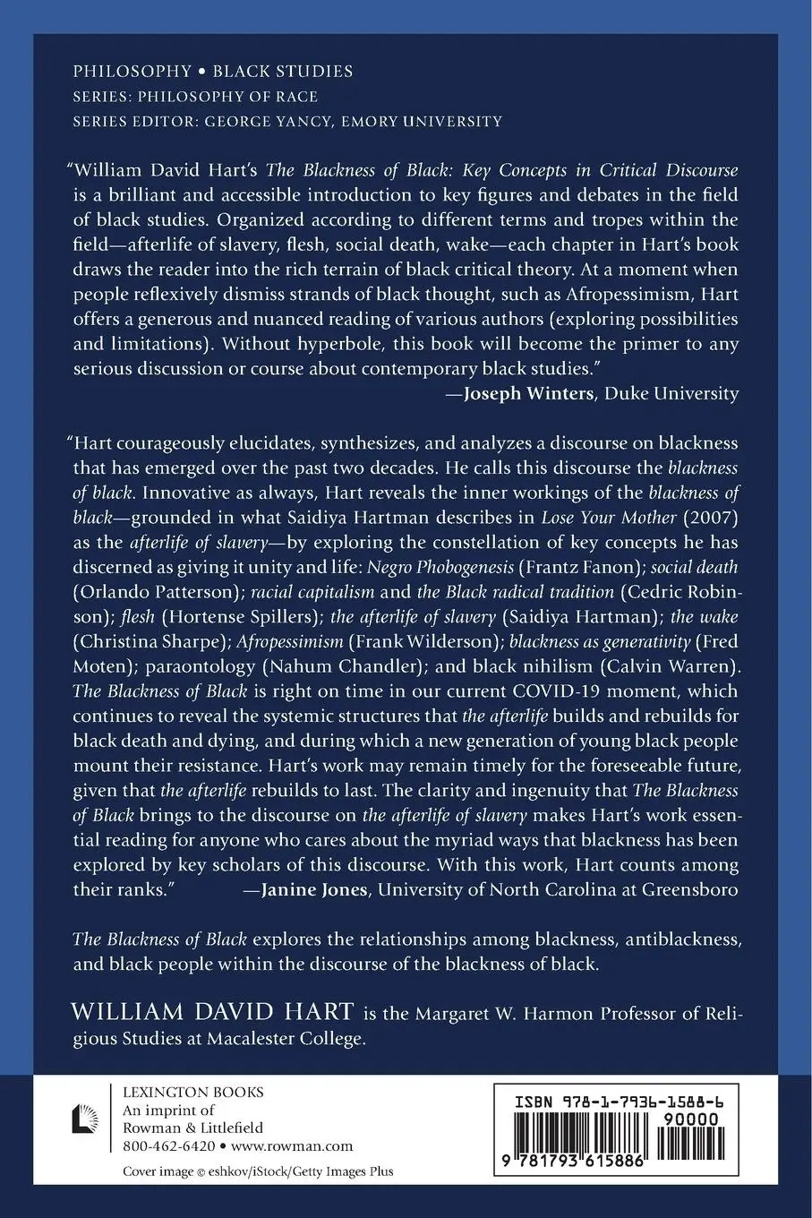 Rückseite: 9781793615886 | The Blackness of Black | Key Concepts in Critical Discourse | Hart