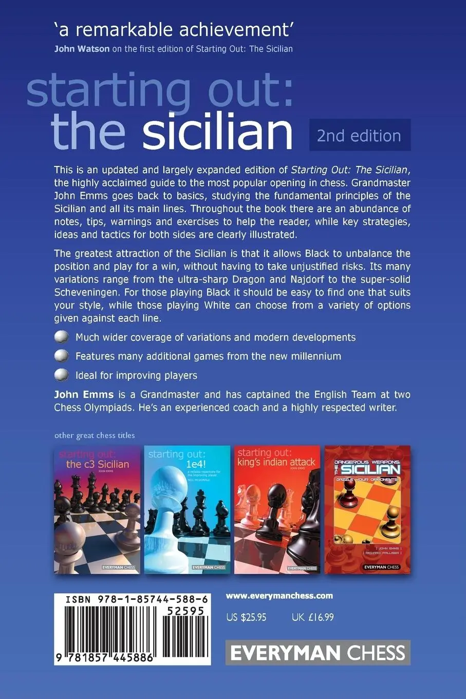 Rückseite: 9781857445886 | Starting Out | The Sicilian, 2nd edition | John Emms | Taschenbuch