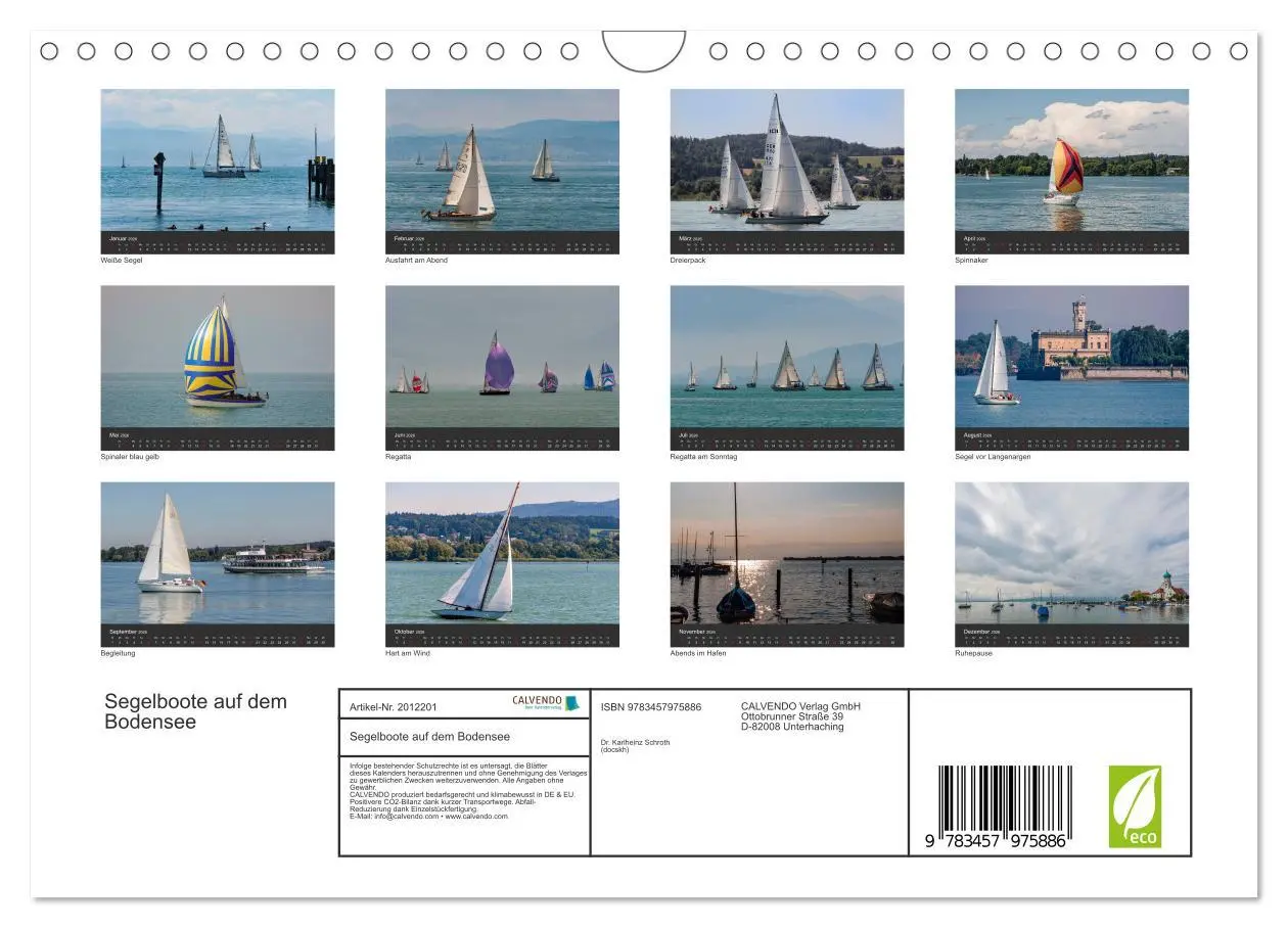 Bild: 9783457975886 | Segelboote auf dem Bodensee (Wandkalender 2026 DIN A4 quer),...