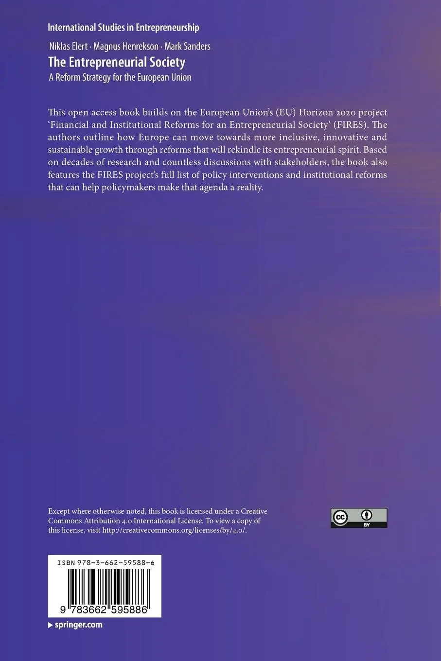 Rückseite: 9783662595886 | The Entrepreneurial Society | A Reform Strategy for the European Union