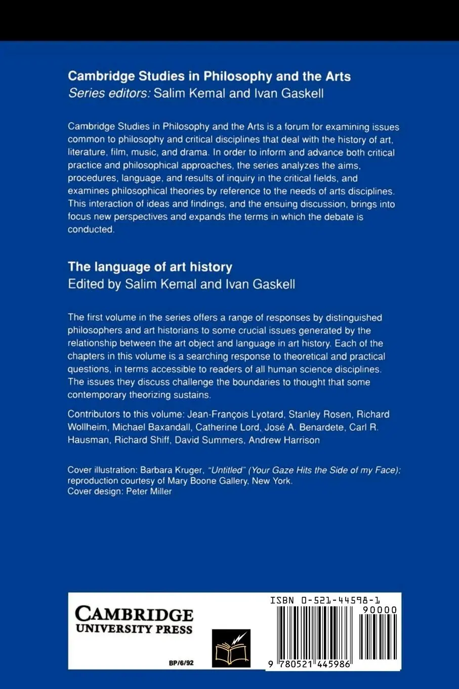 Rückseite: 9780521445986 | The Language of Art History | Salim Kemal (u. a.) | Taschenbuch | 1992