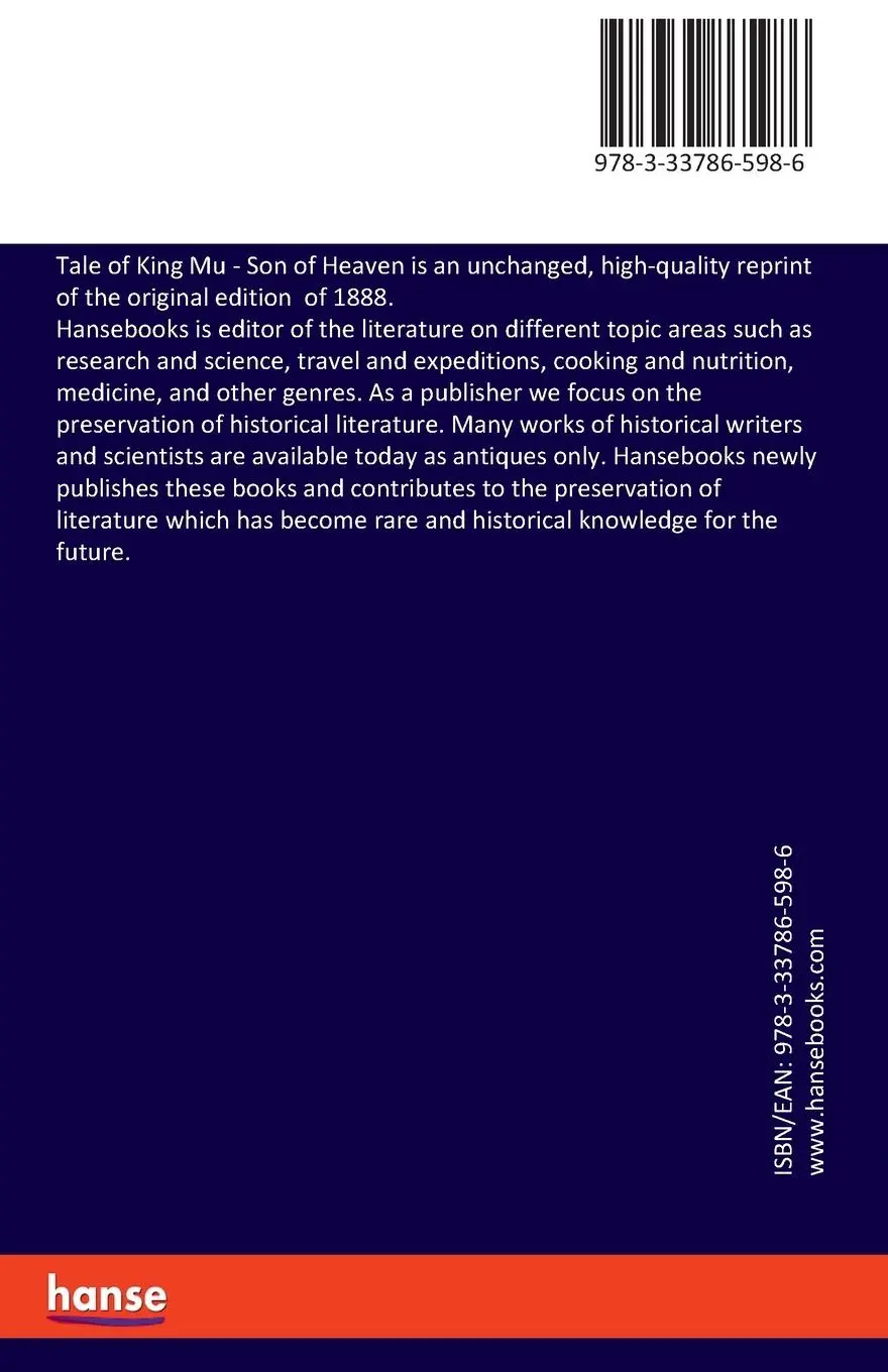 Rückseite: 9783337865986 | Tale of King Mu | Son of Heaven | Ernst Johann Eitel | Taschenbuch
