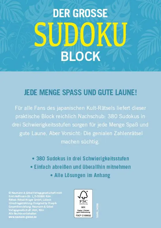 Rückseite: 9783625195986 | Der große Sudoku-Block Band 8 | Taschenbuch | Der große Sudokublock