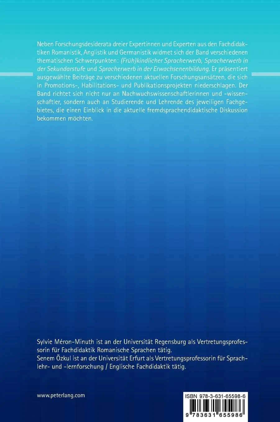 Rückseite: 9783631655986 | Fremde Sprachen lehren und lernen | Sylvie Méron-Minuth (u. a.) | Buch