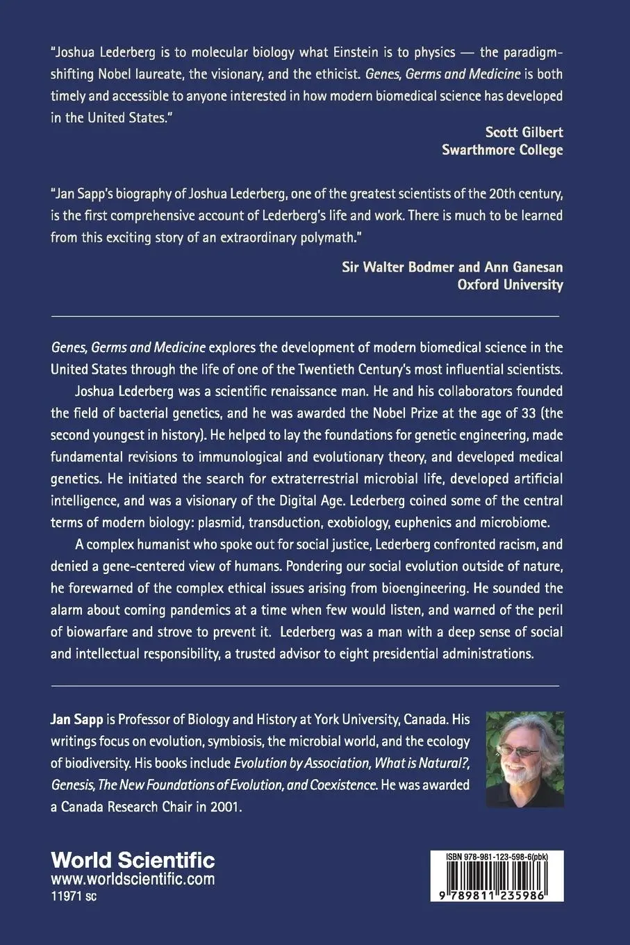 Rückseite: 9789811235986 | GENES, GERMS AND MEDICINE | THE LIFE OF JOSHUA LEDERBERG | Jan Sapp