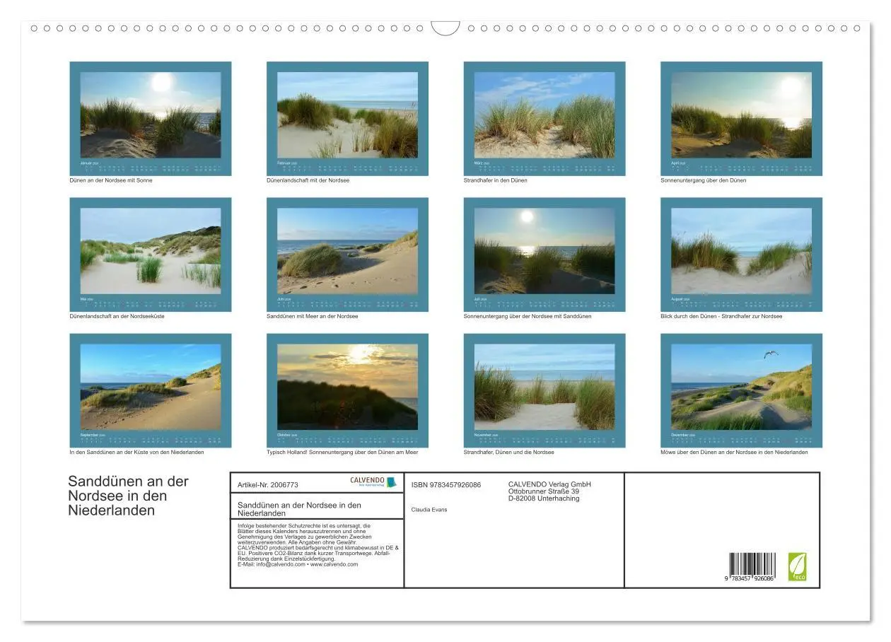 Bild: 9783457926086 | Sanddünen an der Nordsee in den Niederlanden (Wandkalender 2026 DIN...