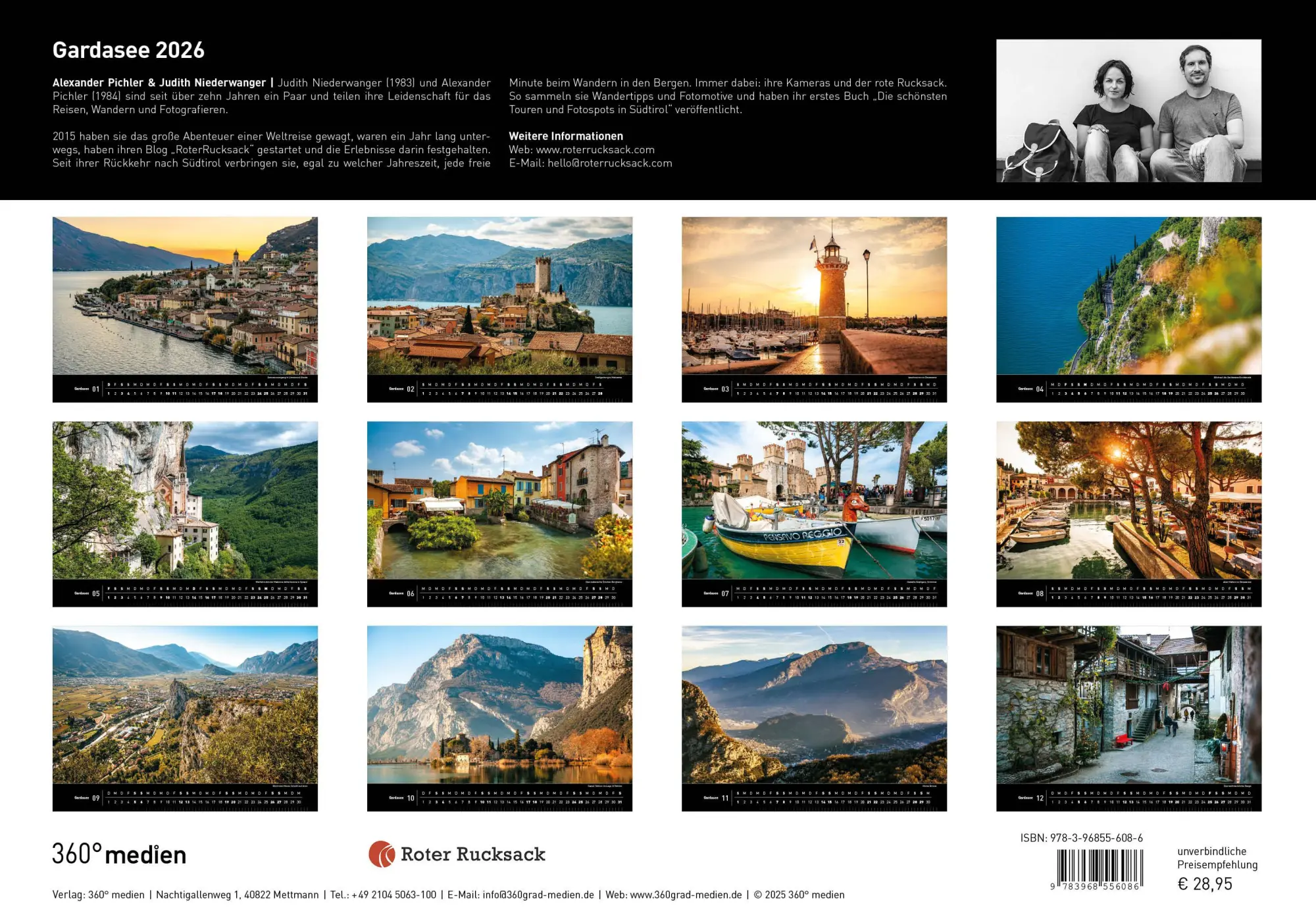 Rückseite: 9783968556086 | Gardasee Premiumkalender 2026 | Judith Niederwanger | Kalender | 14 S.