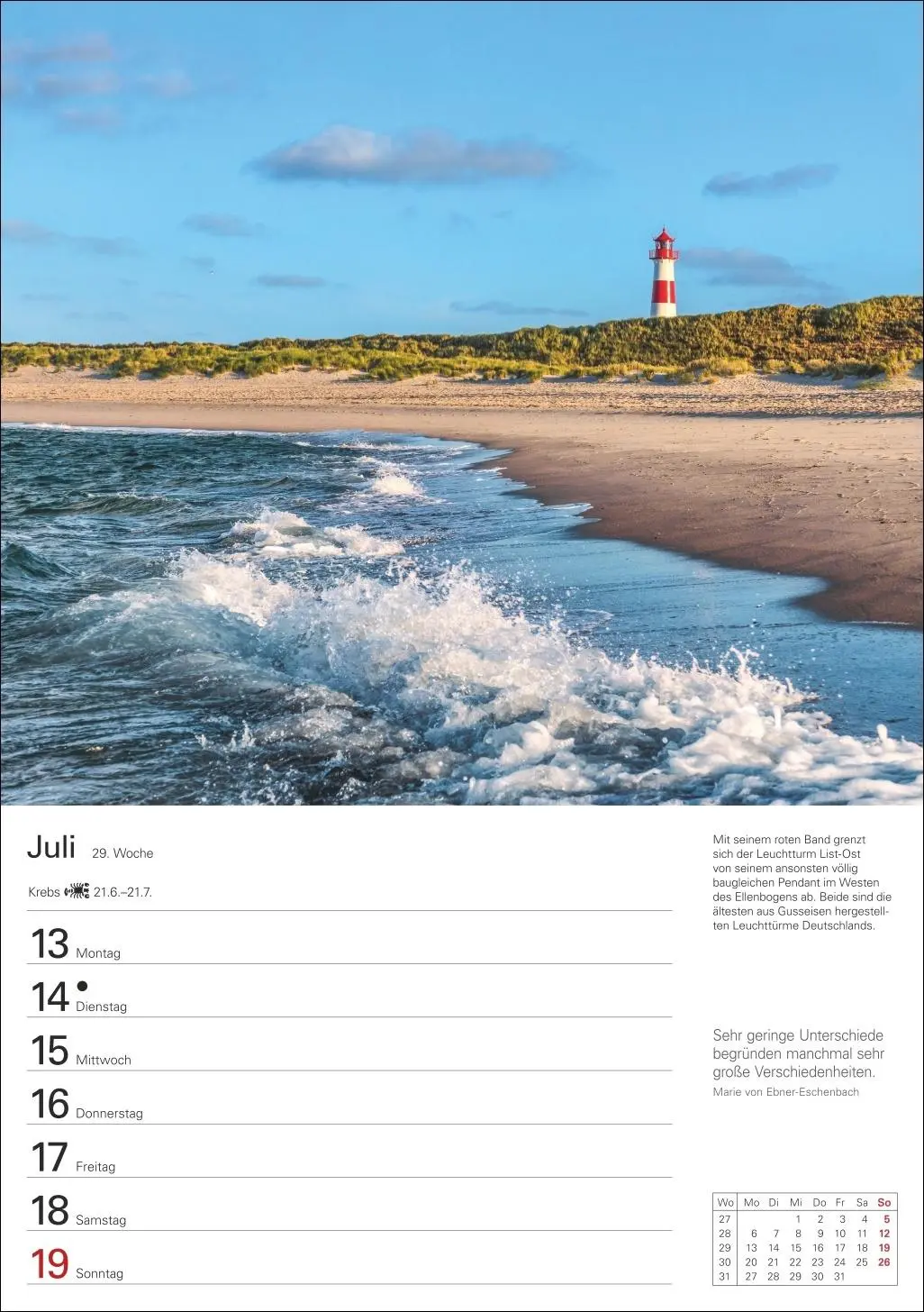 Bild: 9783840036286 | Sylt Wochenplaner 2026 - Eine Reise in 53 Bildern | Ulrike Issel