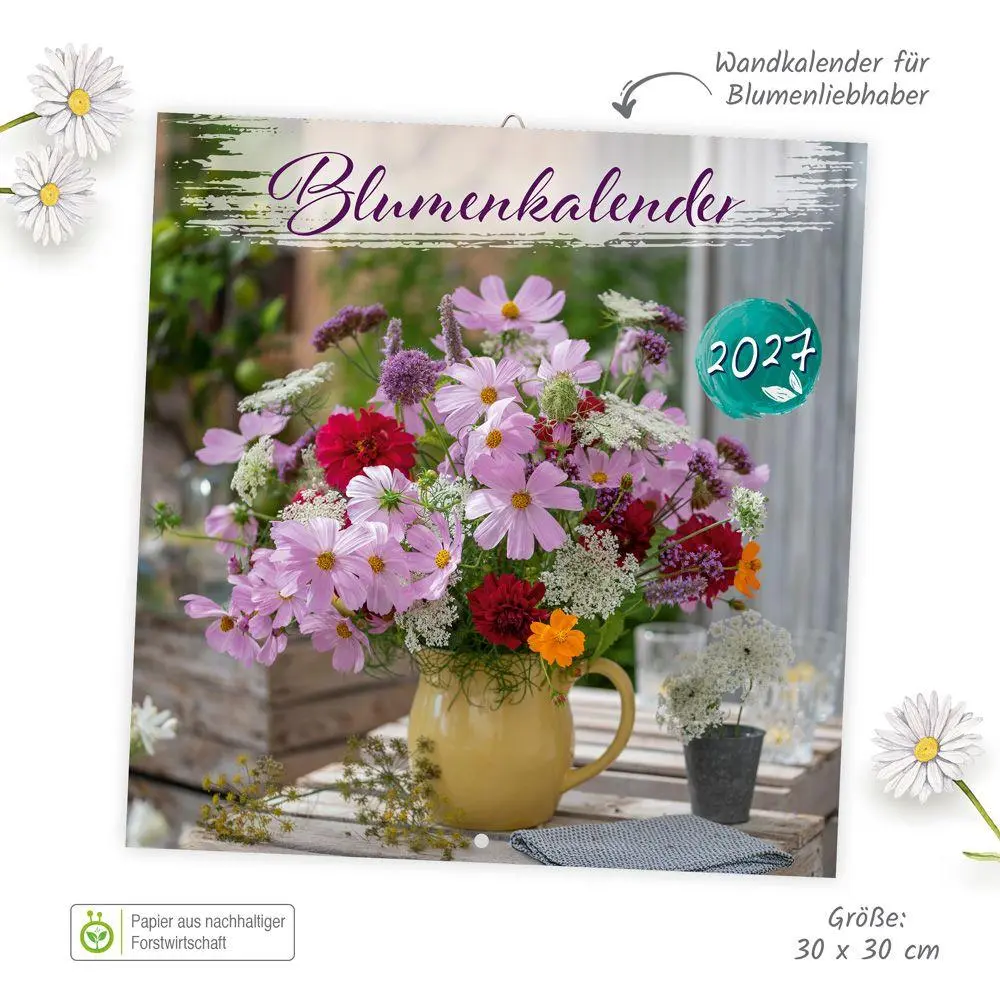 Bild: 9783988026286 | TRÖTSCH - Broschürenkalender Blumenkalender 2027 | Wandplaner | KG