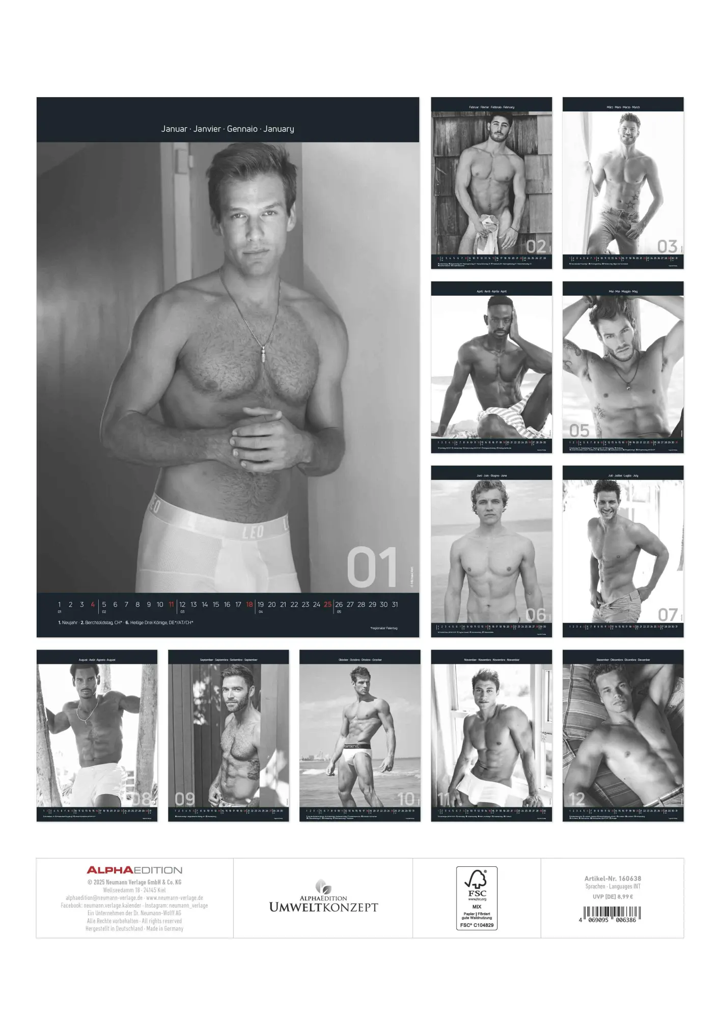 Rückseite: 4069095006386 | Men 2026 - Bildkalender 29,7x42 cm - Männer - erotischer Kalender -...