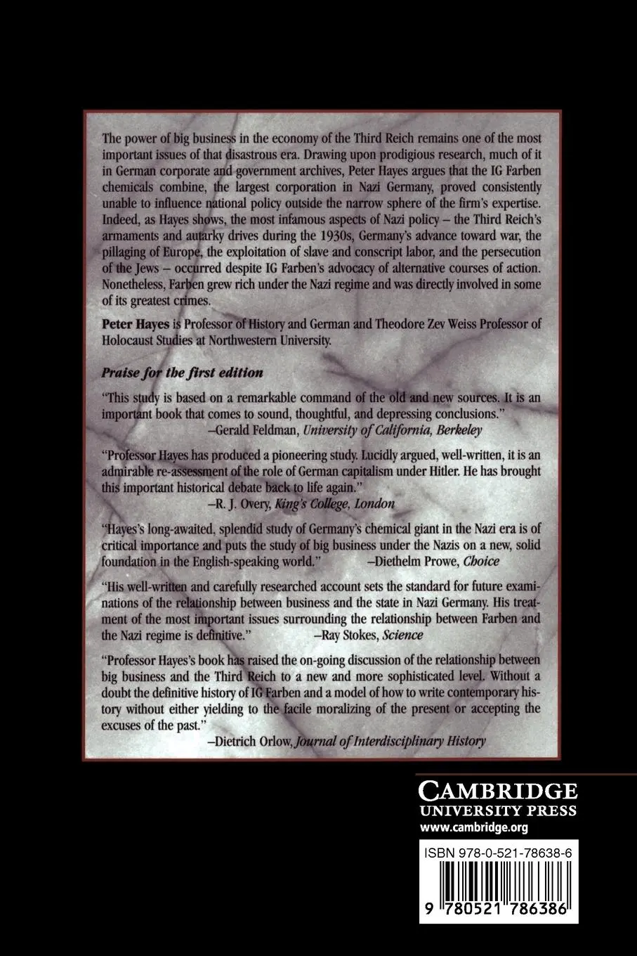 Rückseite: 9780521786386 | Industry and Ideology | I. G. Farben in the Nazi Era | Peter Hayes