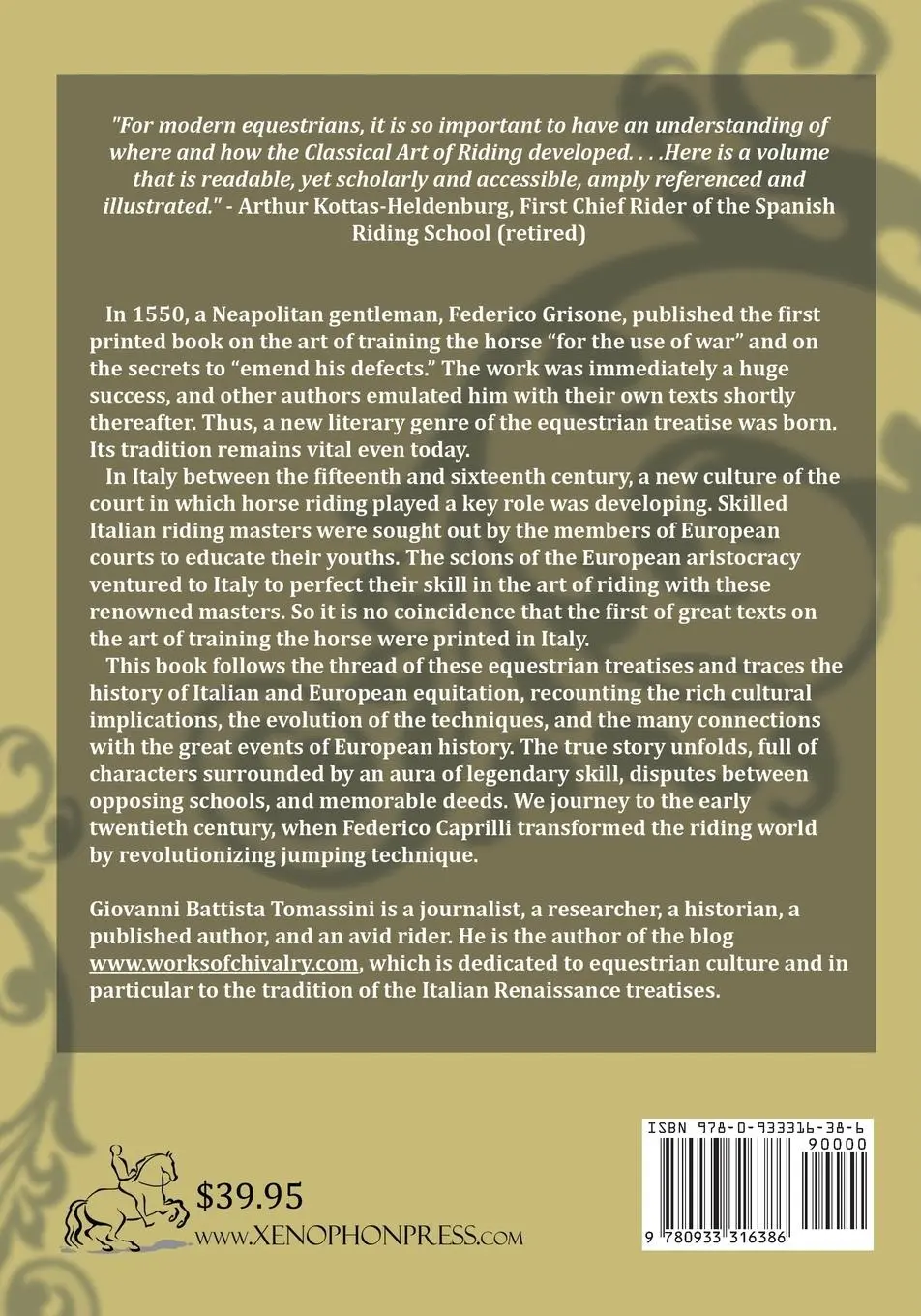 Rückseite: 9780933316386 | THE ITALIAN TRADITION OF EQUESTRIAN ART | Giovanni Battista Tomassini