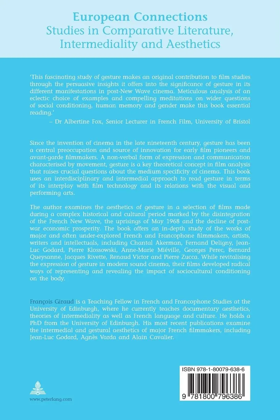 Rückseite: 9781800796386 | Gesture in French Post-New Wave Cinema | François Giraud | Taschenbuch