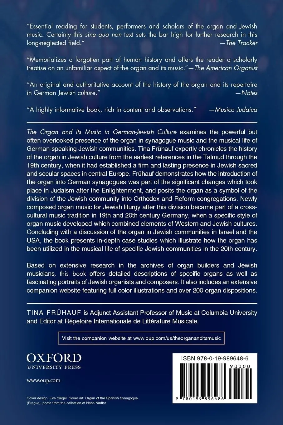 Rückseite: 9780199896486 | The Organ and Its Music in German-Jewish Culture | Tina Frühauf | Buch